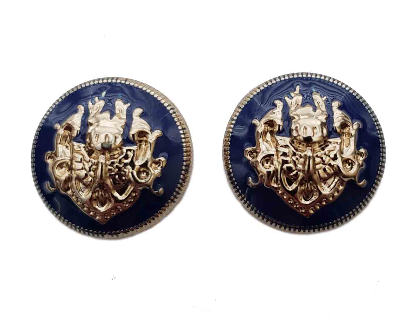 Two Gascoigne Domed Blazer Buttons Navy Blue Gold Crest Shank Men's