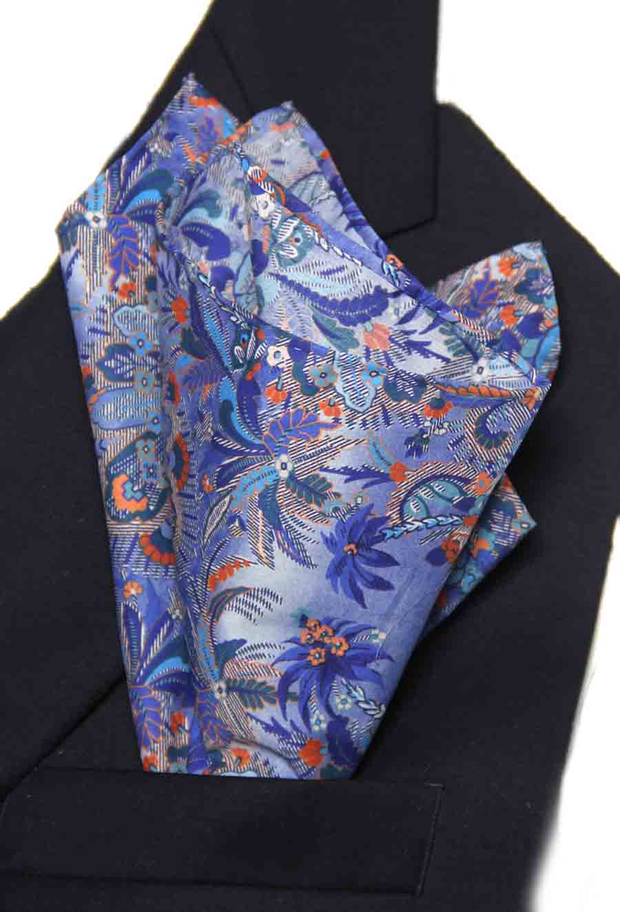 Hand Stitched Sewn Tana Lawn Italian Cotton Pocket Square Floral Men's