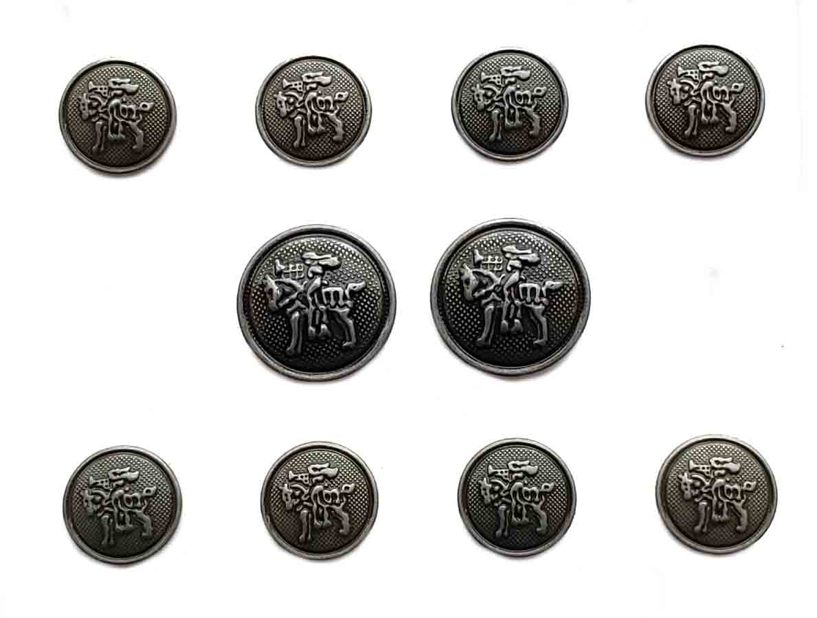 Vintage Hart Schaffner Marx Blazer Buttons Set Gray Trumpeter Metal G7Y Men's