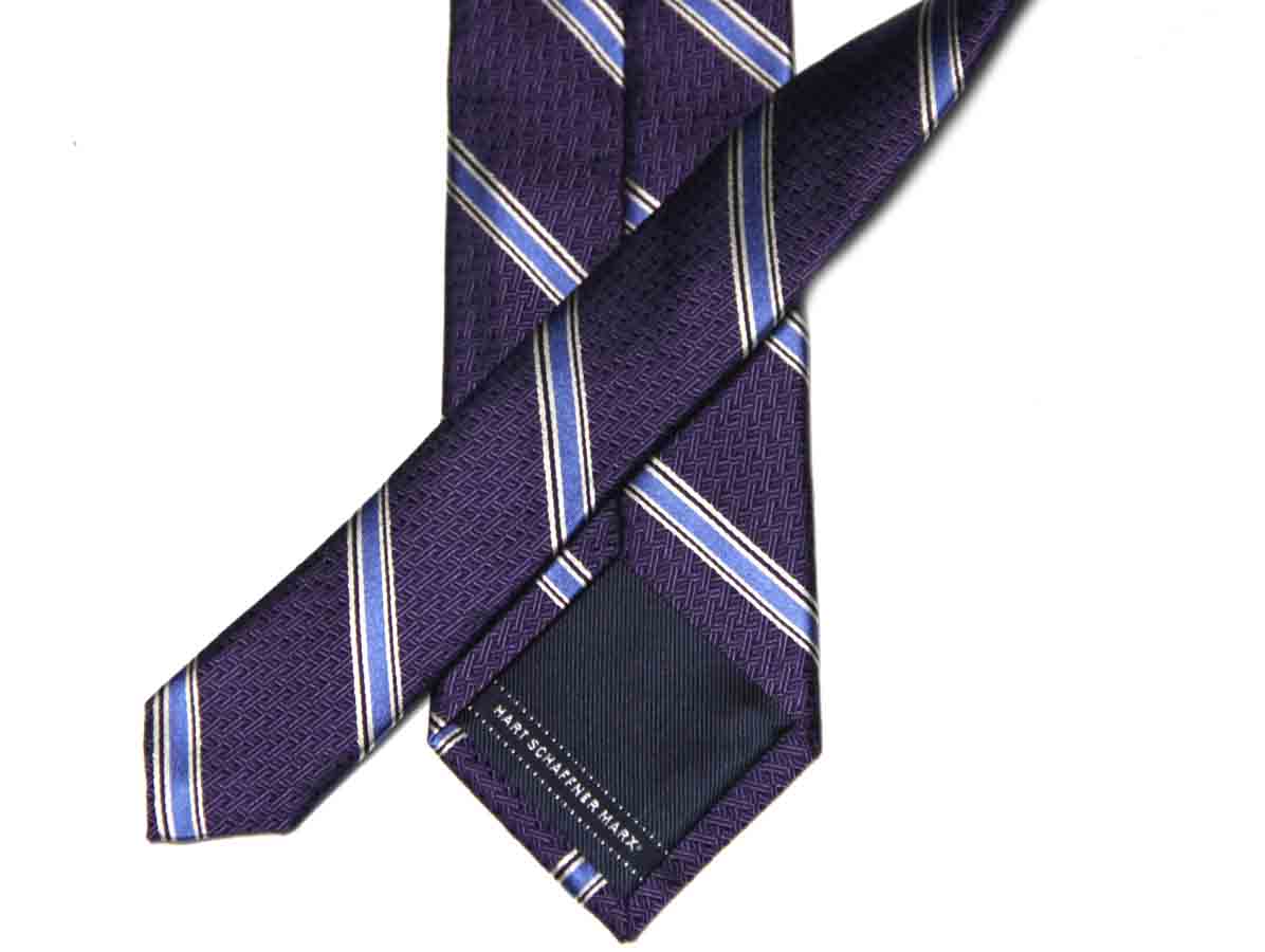 Hart Schaffner Marx Italian Silk Tie Purple Blue White Striped Men's Hart Schaffner Marx Italian Silk Tie Purple Blue White Striped Men's
