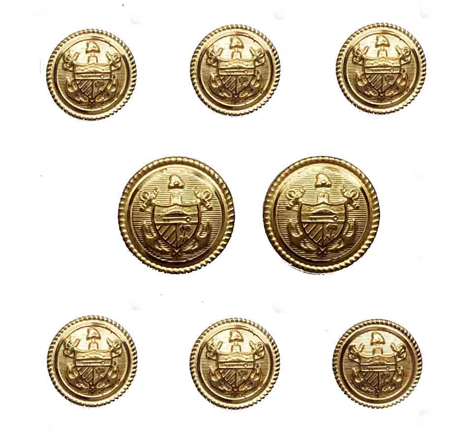 Vintage Club Room by Waterbury Gold Brass Blazer Buttons Set Anchor Shield E9G Men's