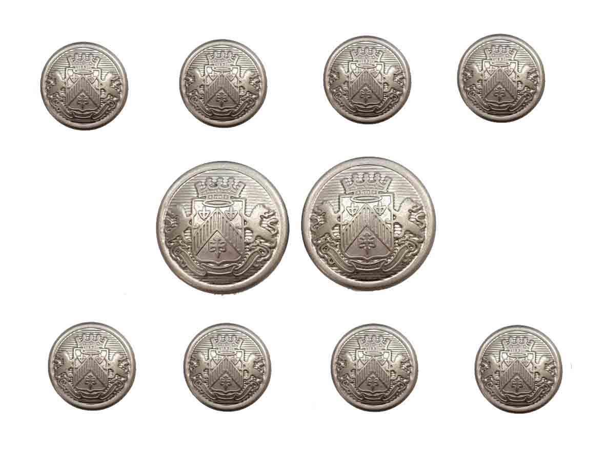 Express Dome Blazer Jacket Buttons Set Gray Metal Crown Shield Pattern Men's