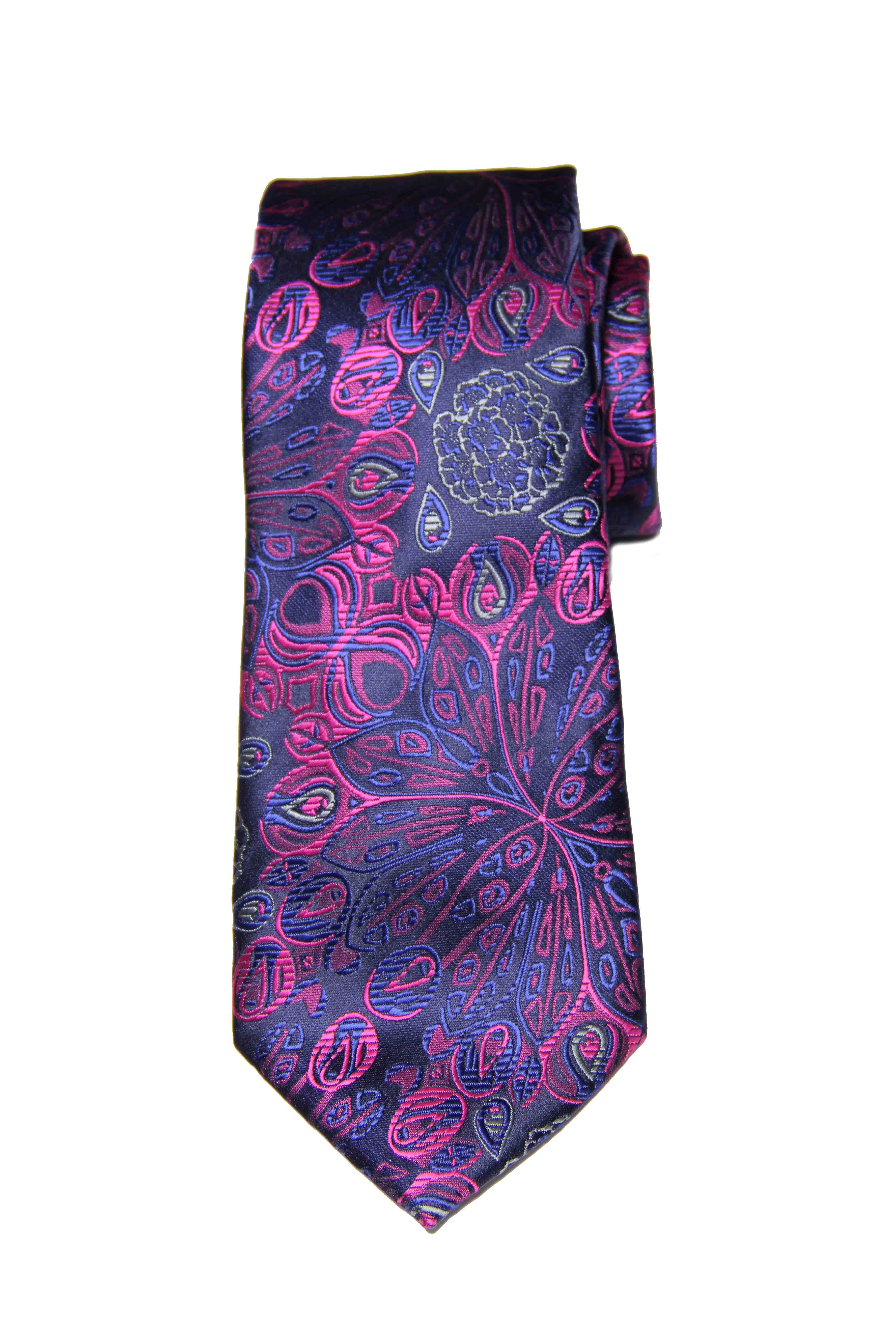 Gascoigne Silk Jacquard Tie Floral Purple Blue Black Men's