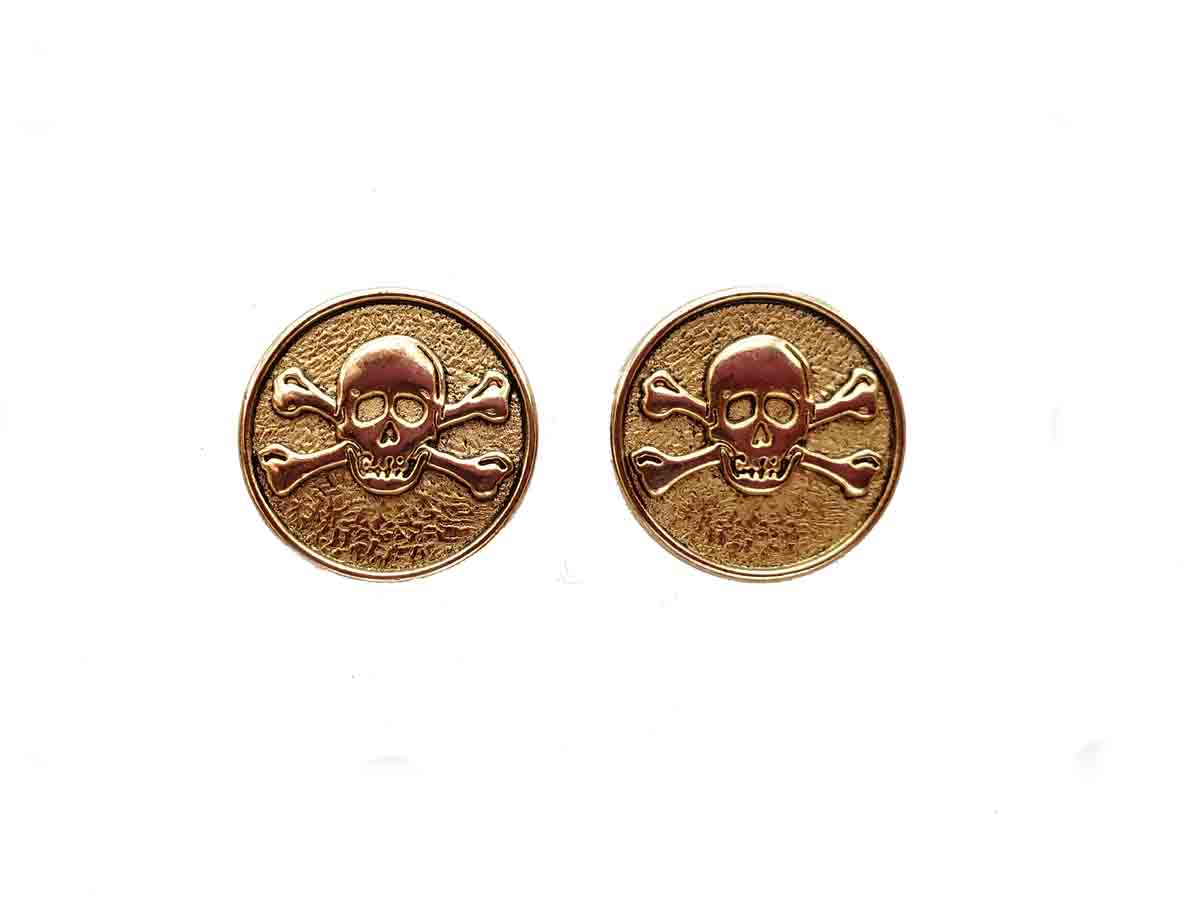 Two New Solid Brass German Skull Cross Bones Blazer Buttons Gold Men's