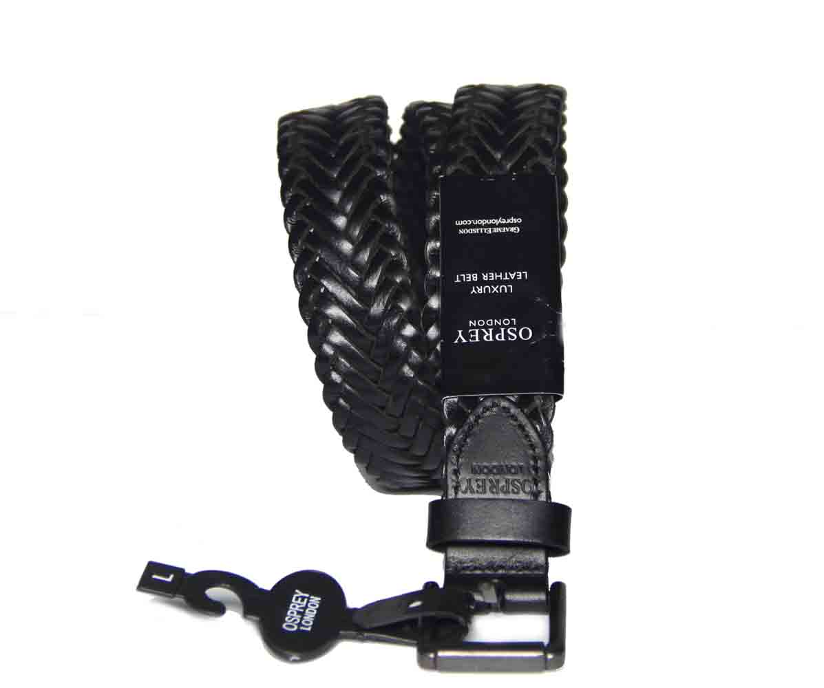 Osprey London Black Braided Leather Belt Men's Size Large or 38