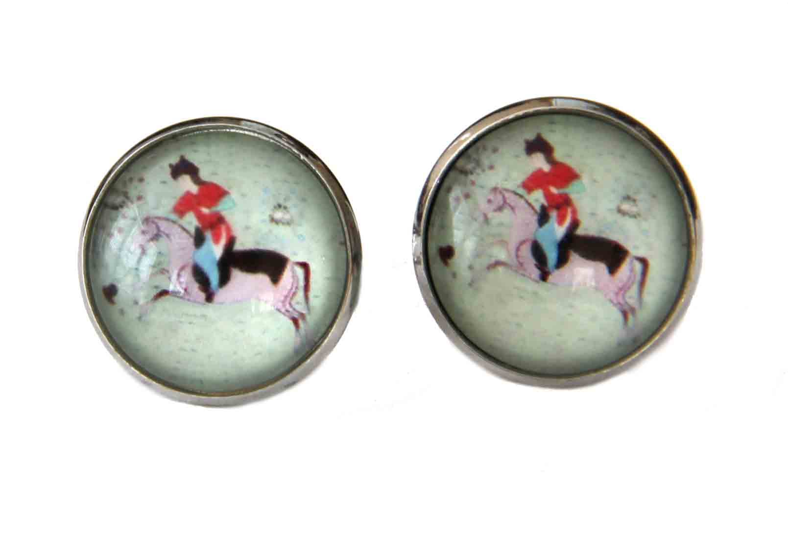 Gascoigne Cufflinks Ancient Polo Player Handmade Silver Metal Alloy Men's