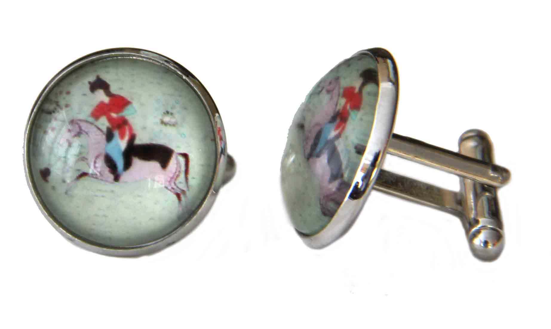 Gascoigne Cufflinks Ancient Polo Player Handmade Silver Metal Alloy Men's