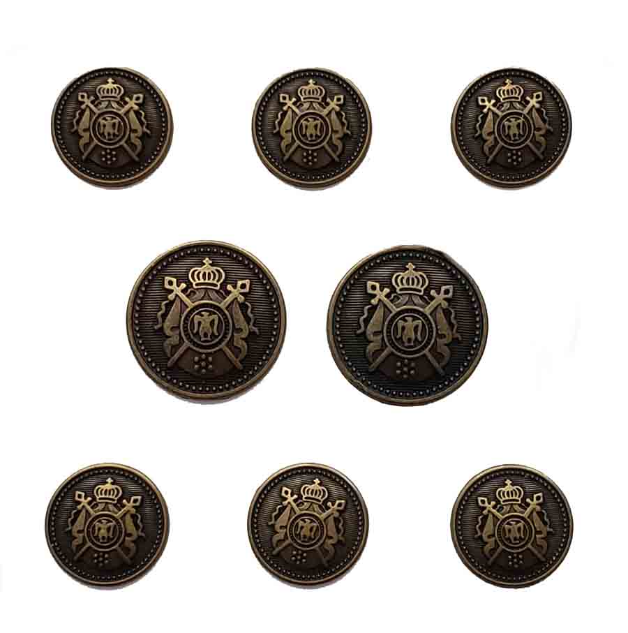 Vintage Jos A Bank Blazer Buttons Set Antique Gold Brown Brass Crown Shield Swords E9V Men's