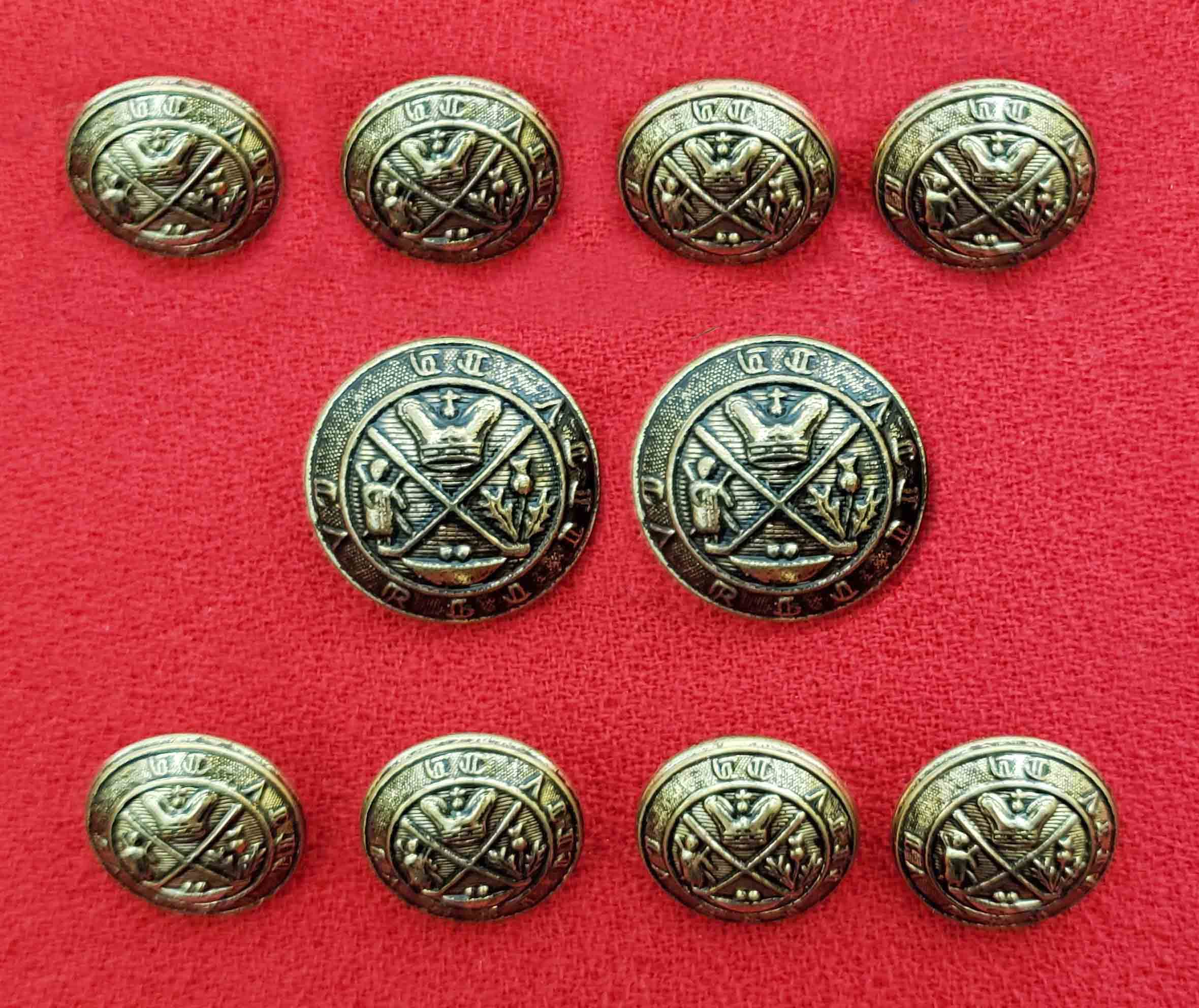 Club Room Blazer Buttons Set Antique Gold Royal Blackheath Golf Club Crest Pattern Men's