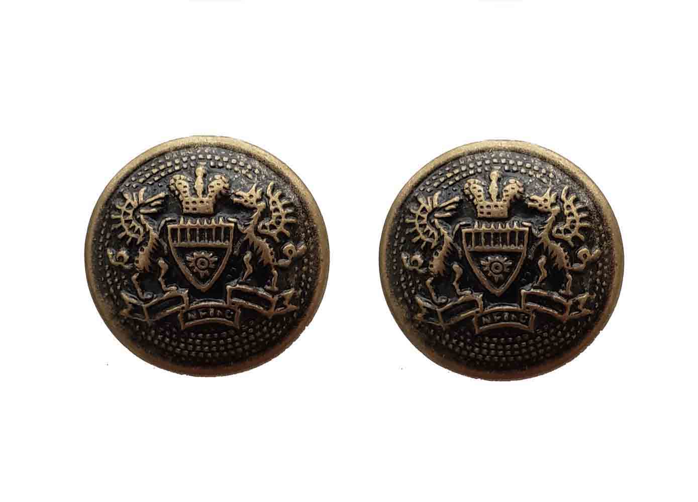 Two Vintage Haggar Blazer Buttons Antique Gold Brown Brass Crown Shield Griffins Men's
