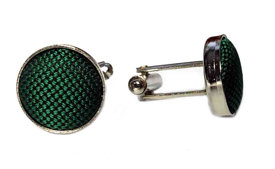 Gascoigne Cufflinks Silver Green Silk Metal Men's