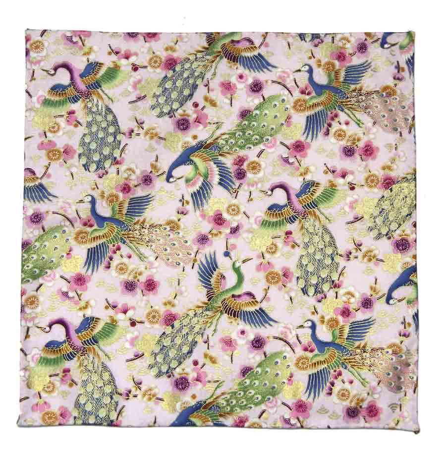 Men's Gascoigne Pocket Square Japanese Kimono Bronzed Cotton Fabric Gilding  Floral Cranes Men's
