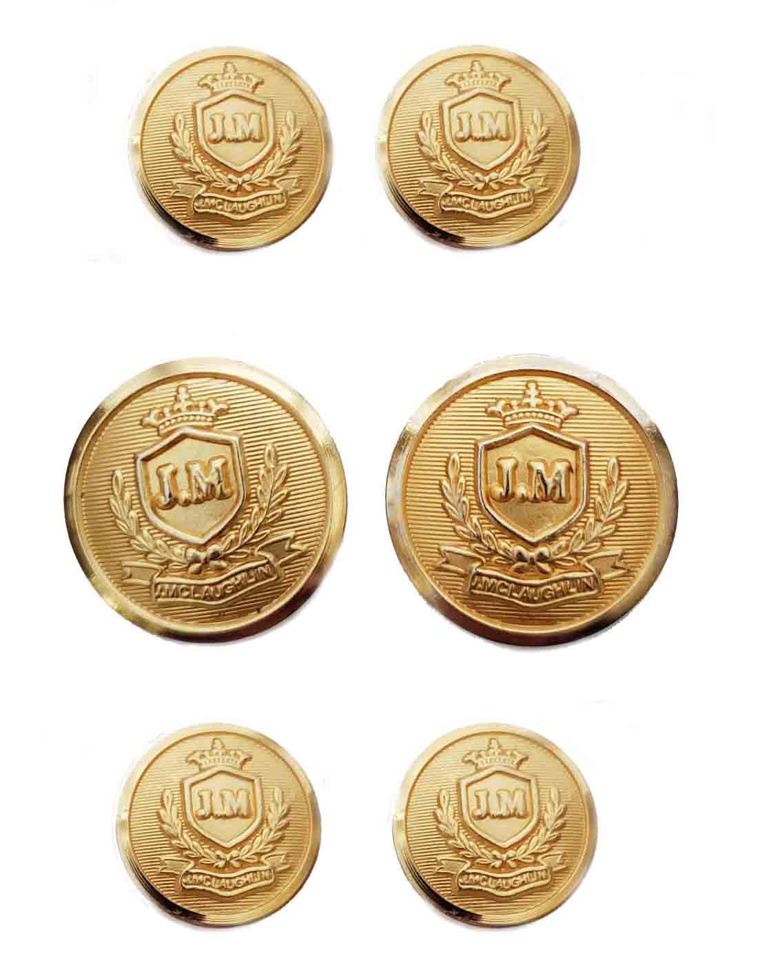 J McLaughlin JM Monogram Blazer Buttons Set Gold Brass Men's
