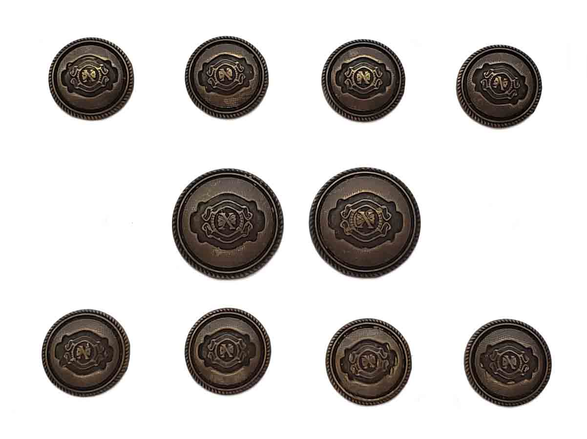 Vintage Kingsridge Blazer Buttons Set Antique Gold Brown Brass Semi-Dome Men's