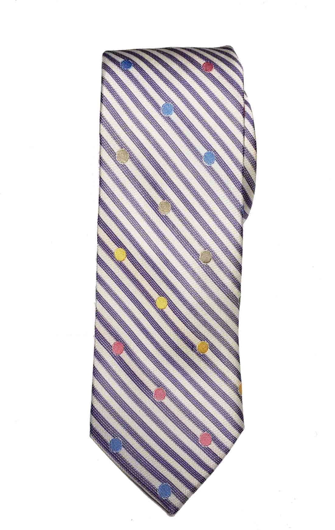 Nick Graham Silk & Cotton Tie Striped Polka Dots Men's Narrow