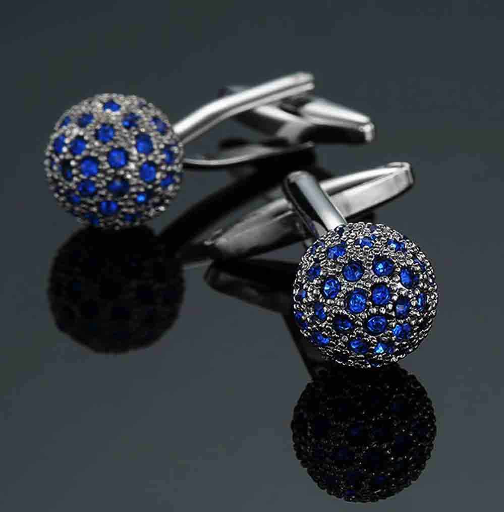 Gascoigne Formal Cufflinks Silver Blue Metal Crystals Men's