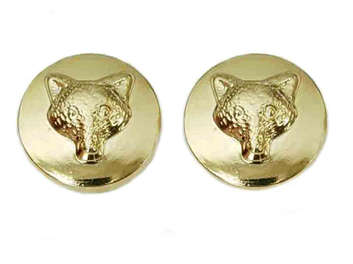 Two Gascoigne Fox Pattern Blazer Buttons Gold Metal Shank Men's 7/8 Inch
