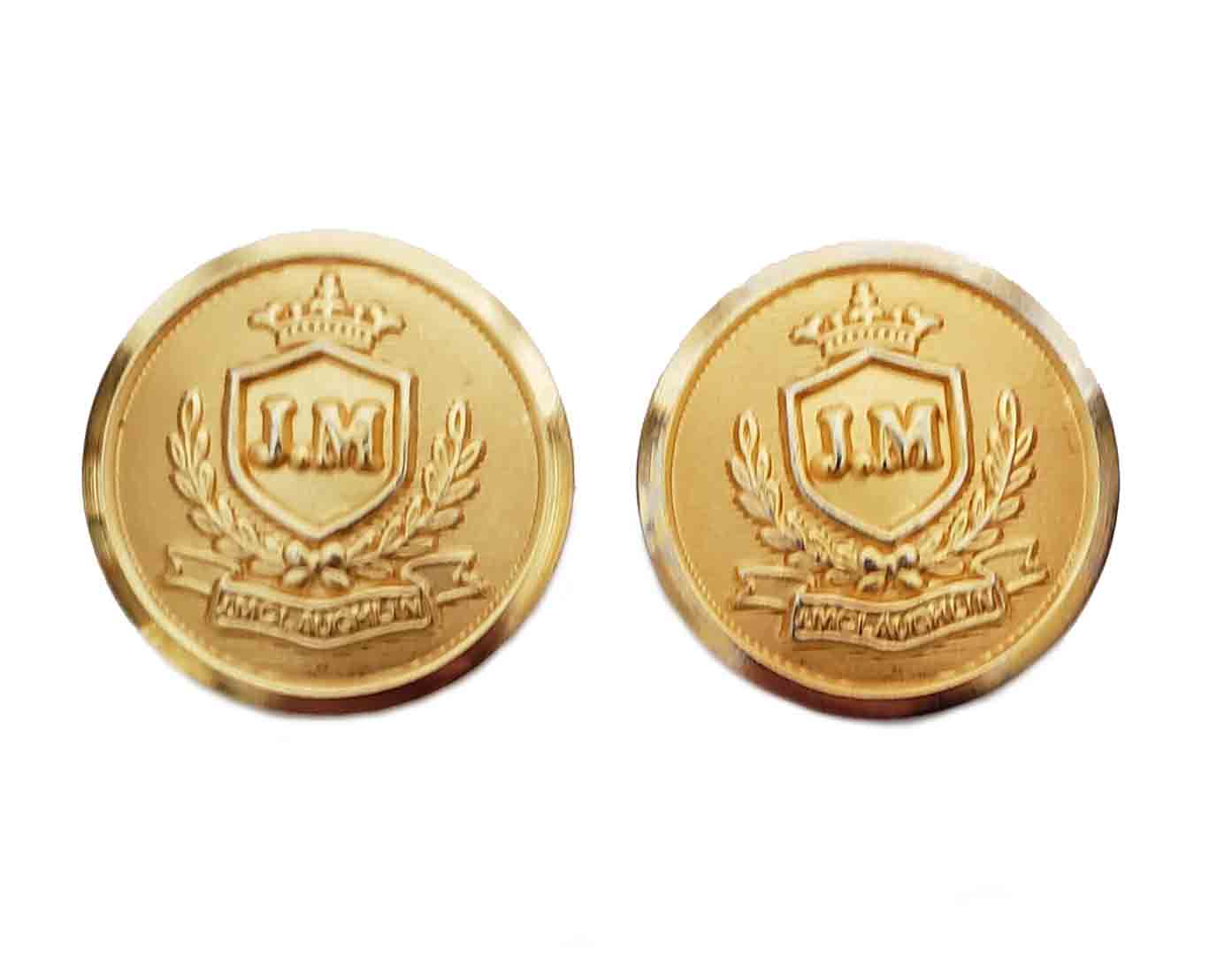 Two J McLaughlin JM Monogram Blazer Buttons Gold Brass Men's