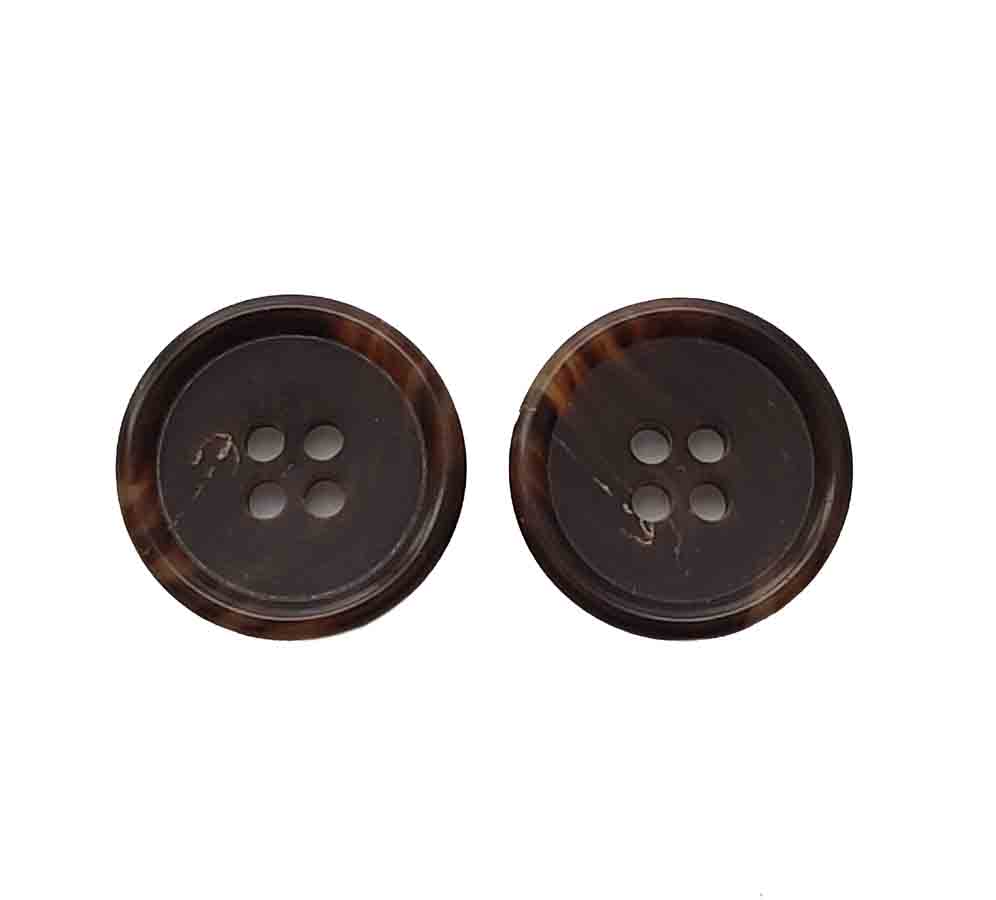 Two Vintage Brooks Brothers Horn Suit Buttons Brown Cream 4 Eyelet 3/4" M7G Men's