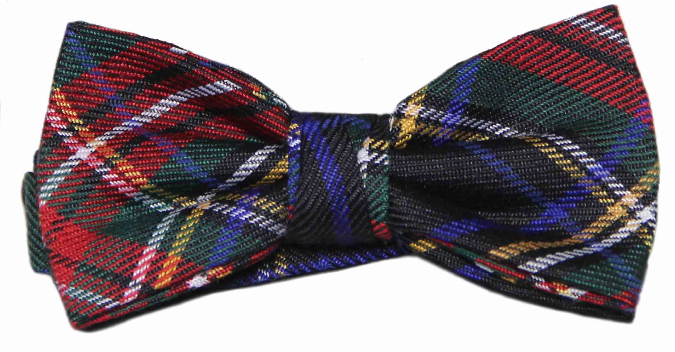 Tartan Plaid Bow Tie Red Green Blue Cotton Blend Cedar Wood State Men's