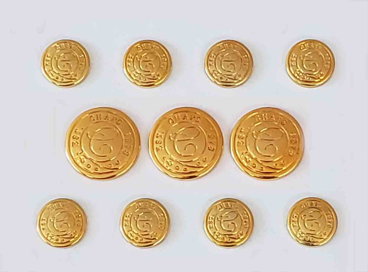 Vintage CHAPS Blazer Buttons Set Gold Brass C Monogram Men's