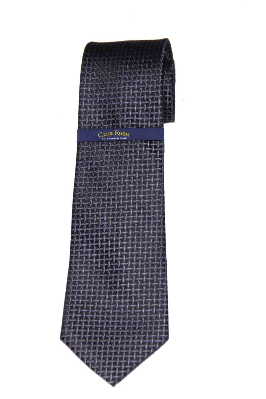 Club Room Neck Tie Silk Black Navy Blue Geometric Pattern Men's Classic Club Room Neck Tie Silk Black Navy Blue Geometric Pattern Men's Classic
