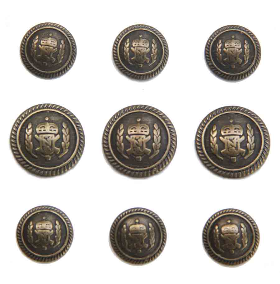 Vintage Corbin Blazer Buttons Set Antique Gold Brass Crown Shield C1K Men's
