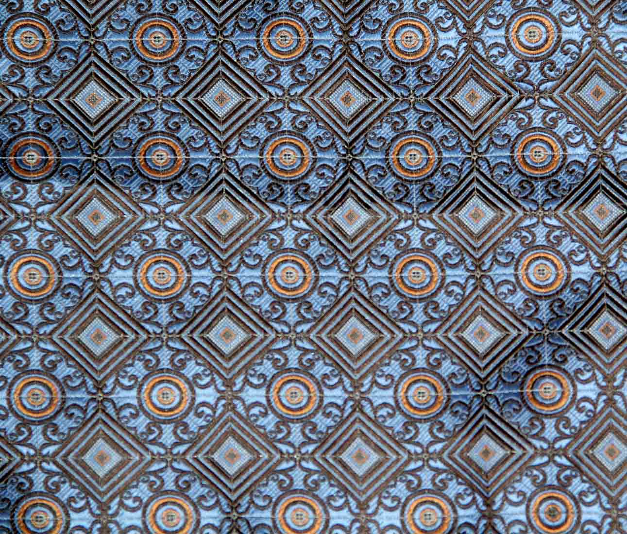 Gascoigne Pocket Square Silk Geometric Blue Brown Gray Orange Men's
