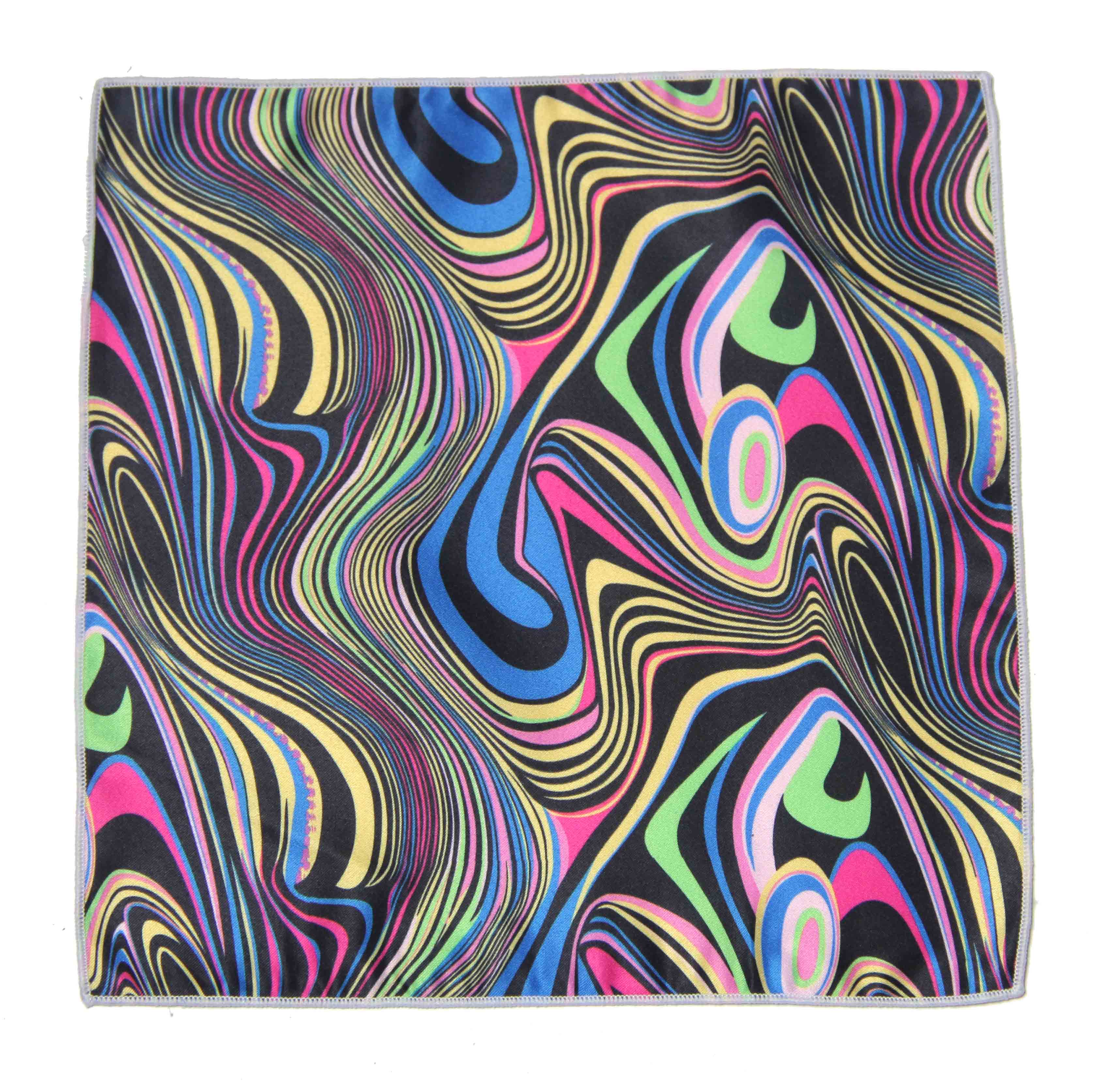 Gascoigne Silk Pocket Square Multicolor 60s Mod Retro Pattern Men's