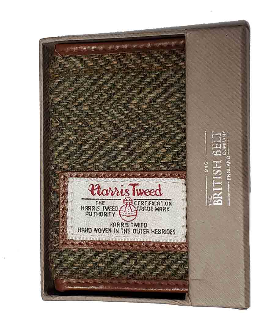 British Belt Company Harris Tweed Leather Trim ID or Card Wallet Men's
