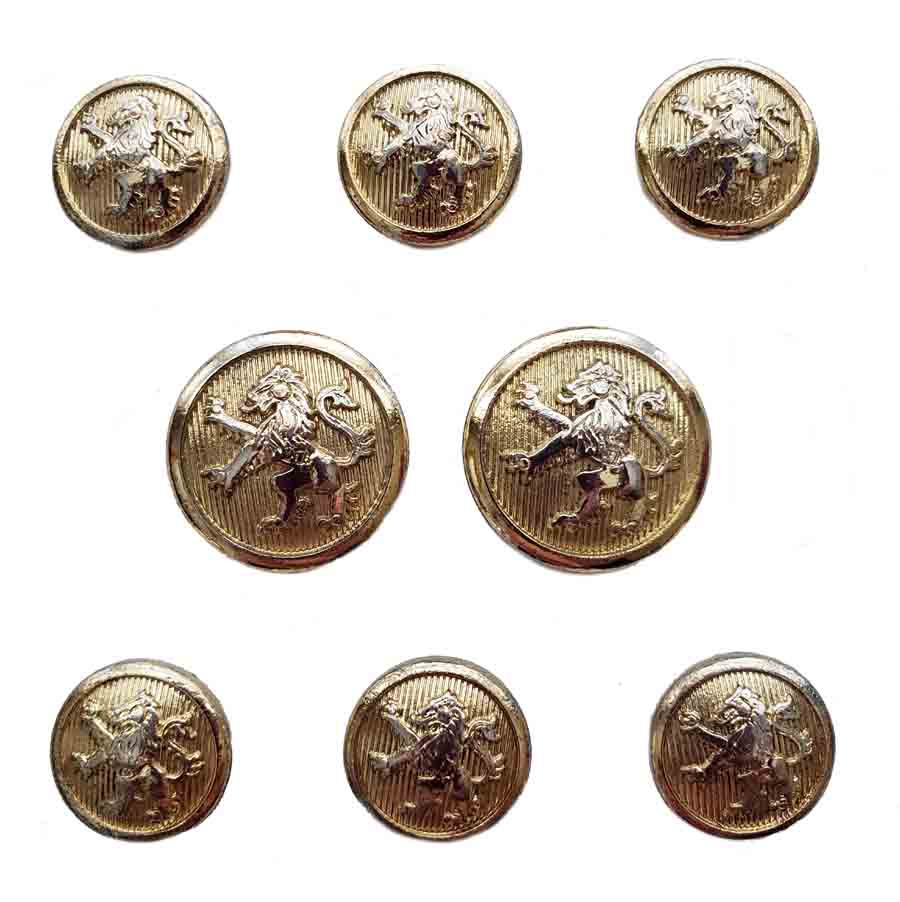 Vintage Holland & Sherry England Blazer Buttons Set Gold Brass Rampant Lion Men's
