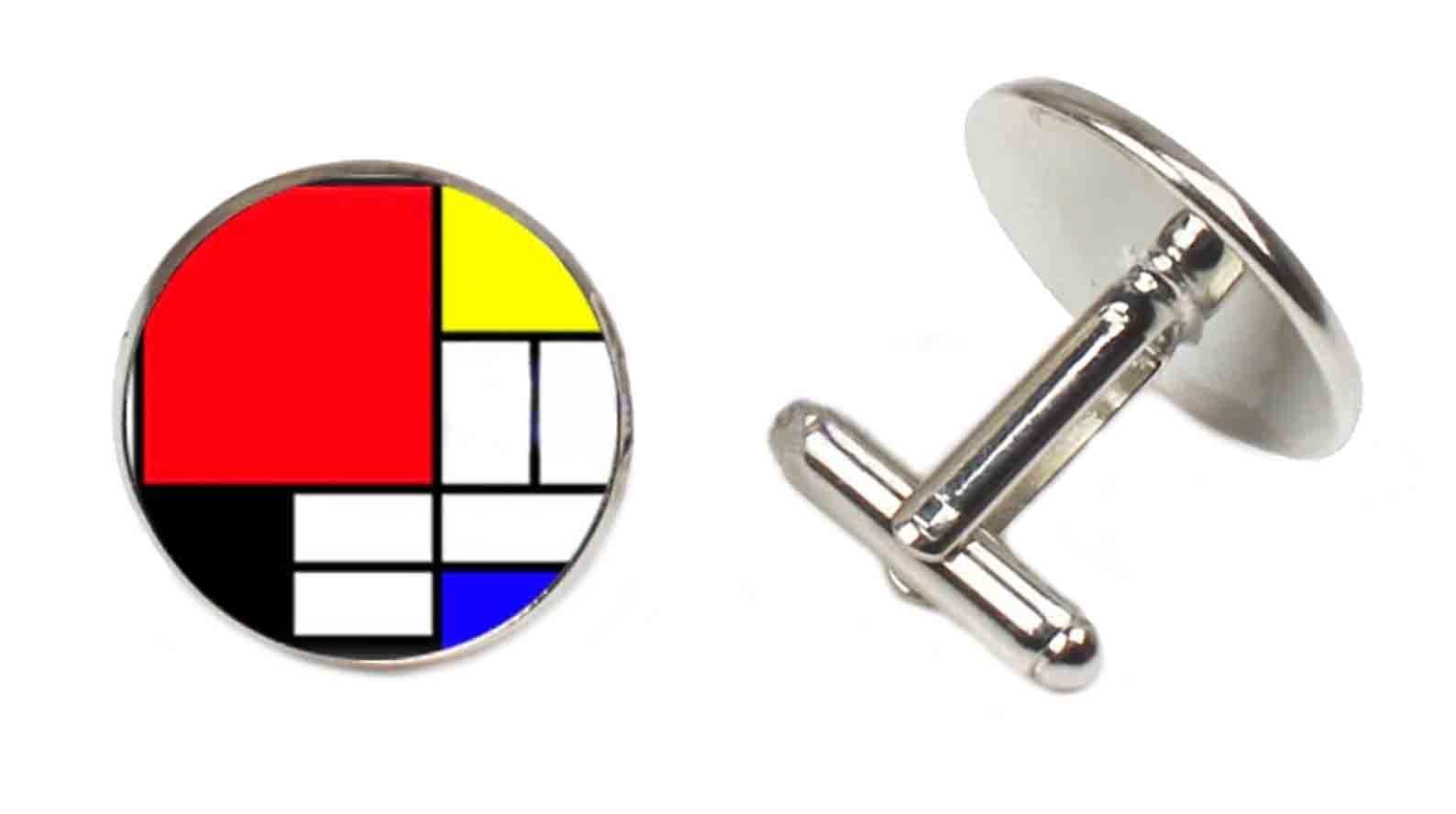 Gascoigne Mondrian Pattern Cufflinks Silver Men's