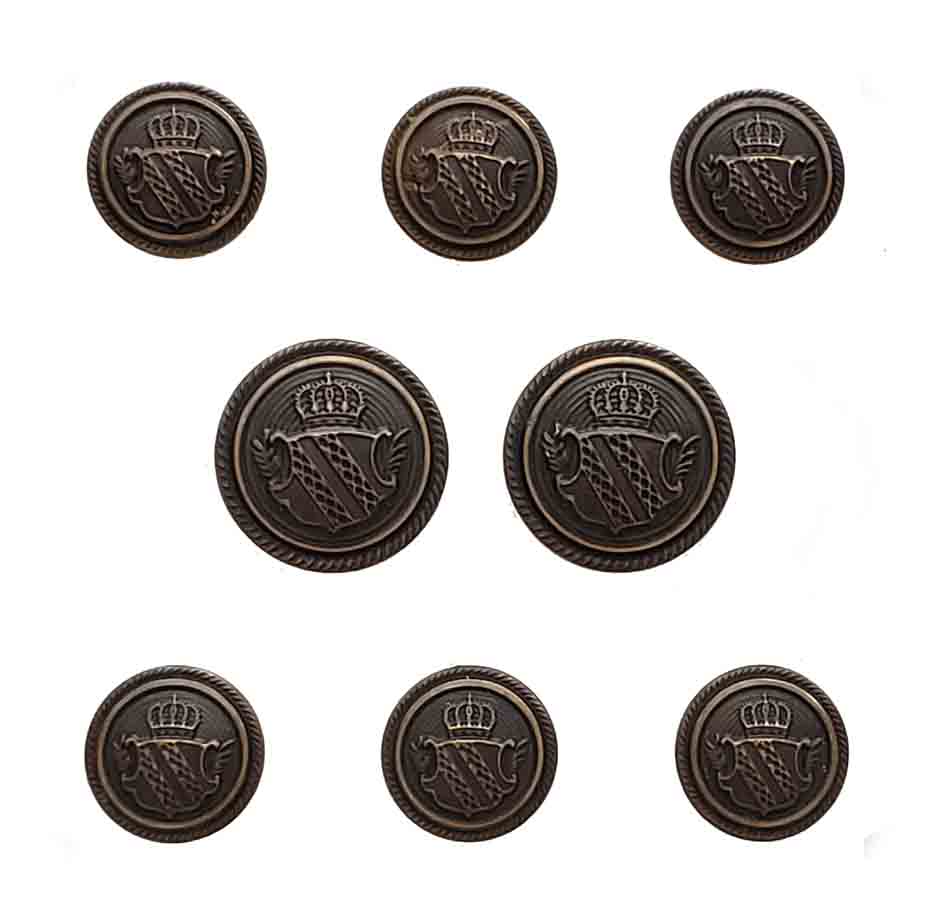 Vintage Palm Beach Blazer Buttons Set Antique Gold Brown Brass Crown Shield P5V Men's