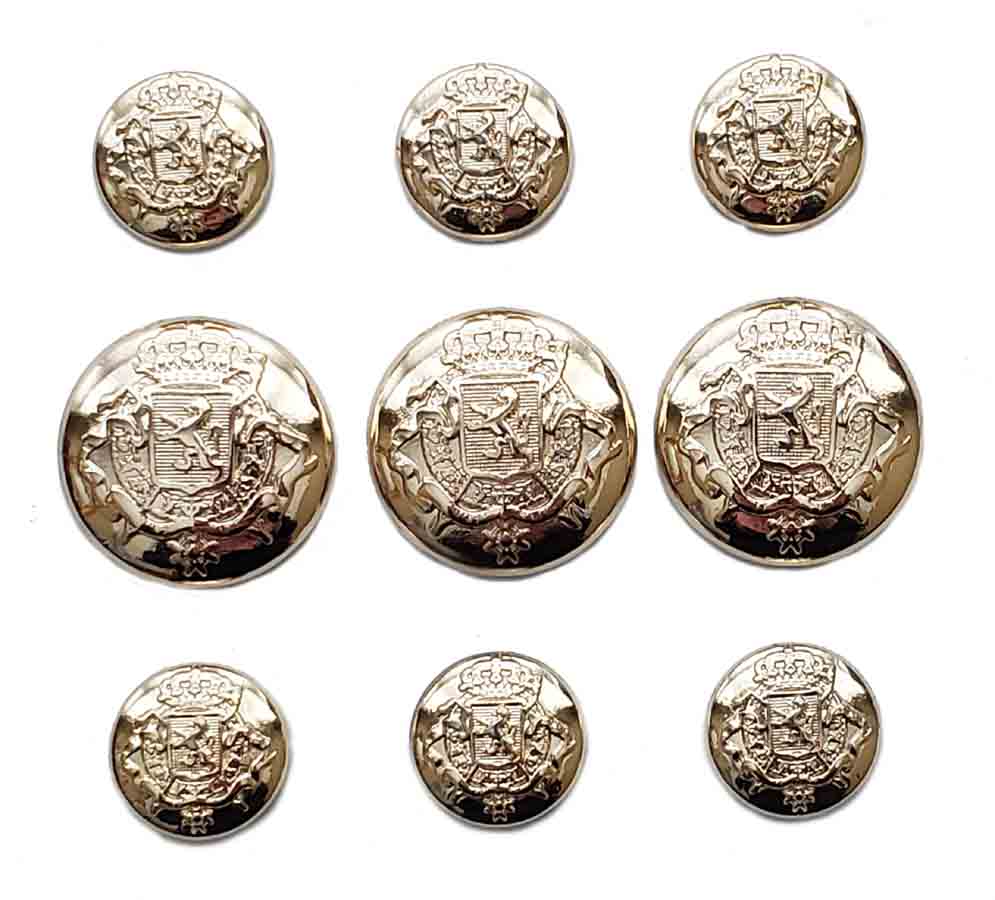 New Dome Top Blazer Buttons Set Gold Brass Alloy Rampant Lion Shield G6N Men's
