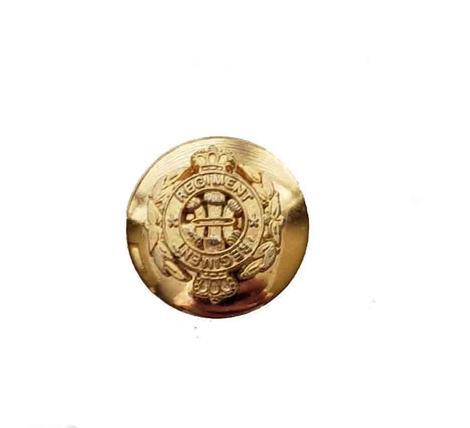 One Vintage Semi Dome Regiment Replacement Blazer Button Gold Brass Crown Shield Men's One Vintage Semi Dome Regiment Replacement Blazer Button Gold Brass Crown Shield Men's