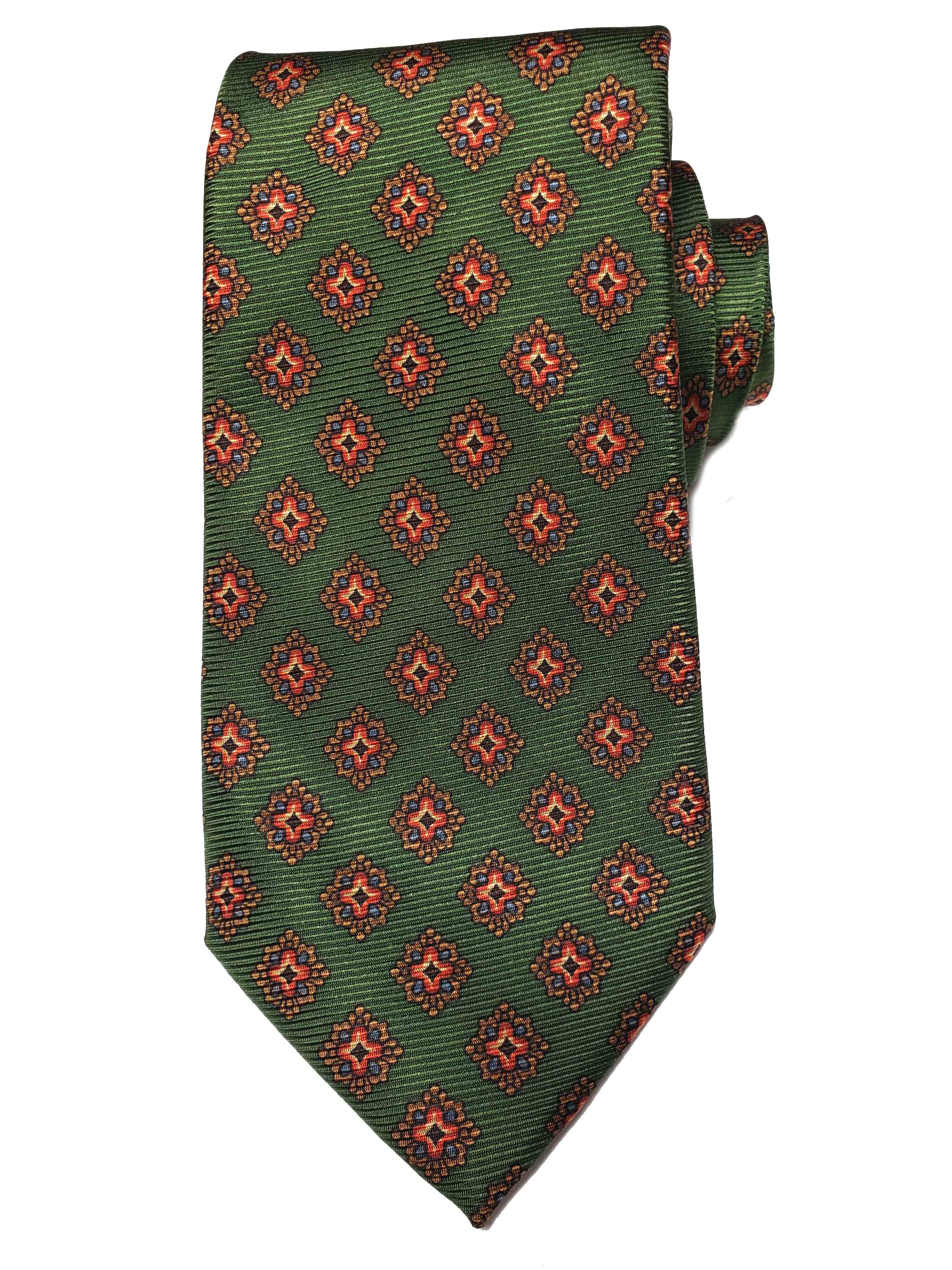 Tasso Elba Silk Tie Olive Green Brown Blue Red White Men's