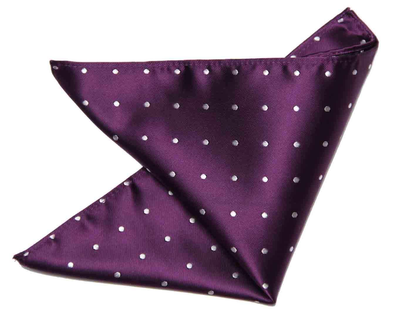 Gascoigne Pocket Square Purple White Silk Polka Dot Men's