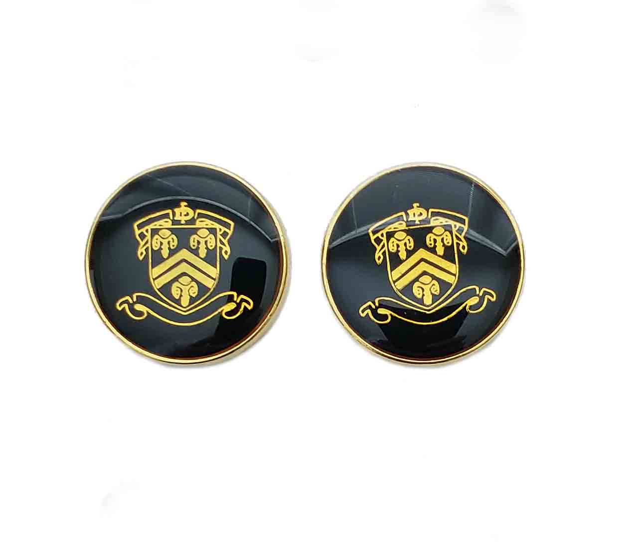 Two Men's Acquasctum Blazer Buttons Gold Black Regal Shield Men's