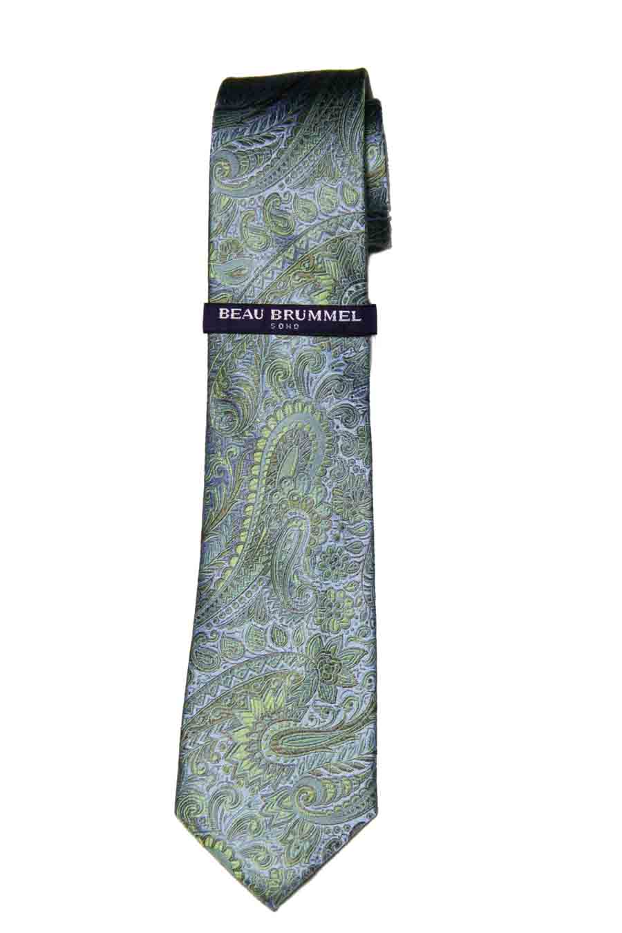 Beau Brummel Soho Silk Tie Green Blue Paisley Men's Beau Brummel Soho Silk Tie Green Blue Paisley Men's