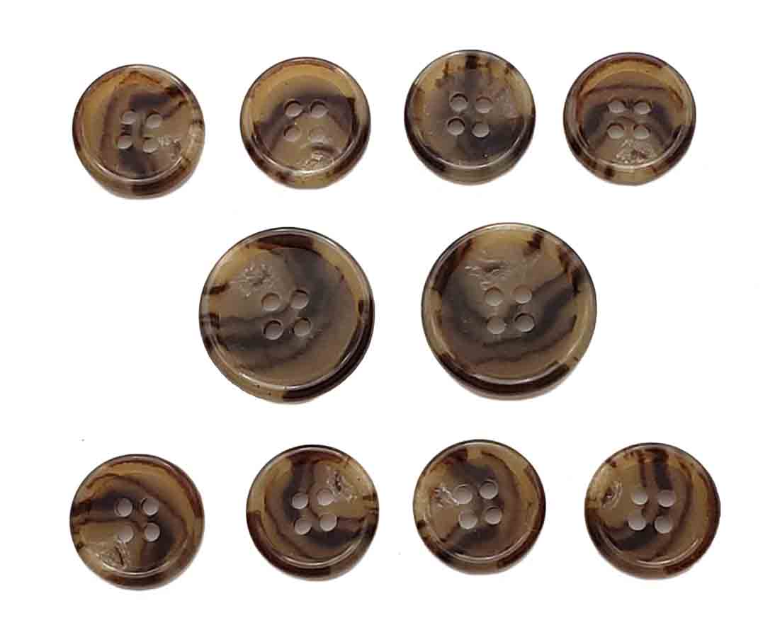 Vintage Bill Blass Horn Suit Buttons Set Brown Cream Tan S2L Men's