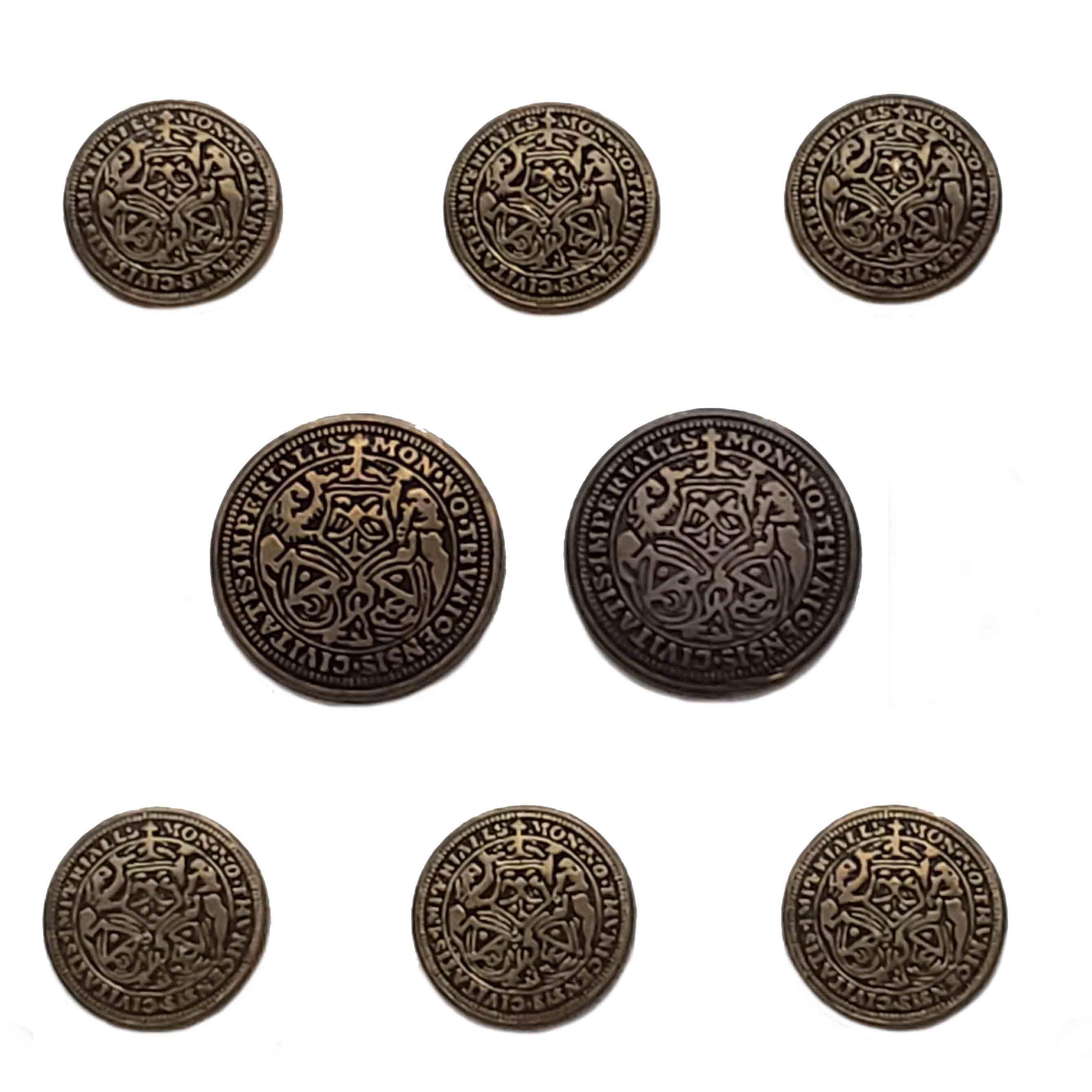 Vintage Bill Blass Blazer Buttons Set Antique Gold Brown Lion Shield Brass Men's