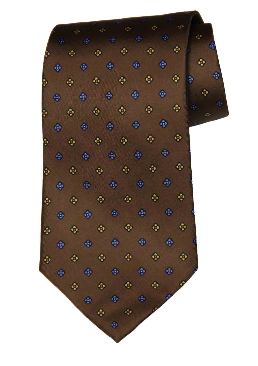 Brooks Brothers Silk Tie Brown Yellow Red Blue Floral Men's Long