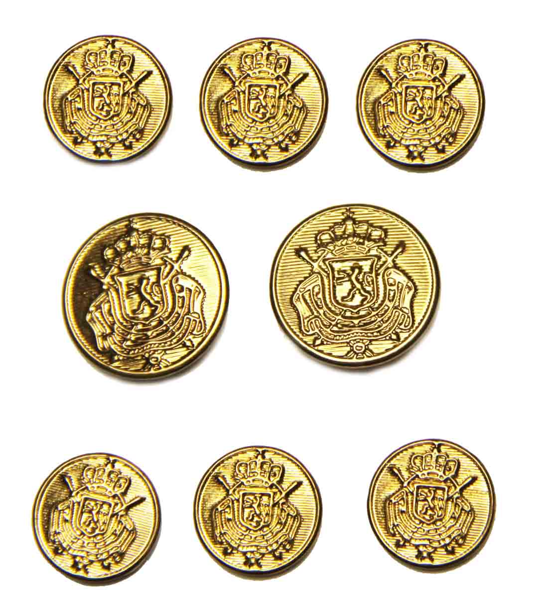 Waterbury Blazer Buttons Set Gold Brass Belgian Crest Men's
