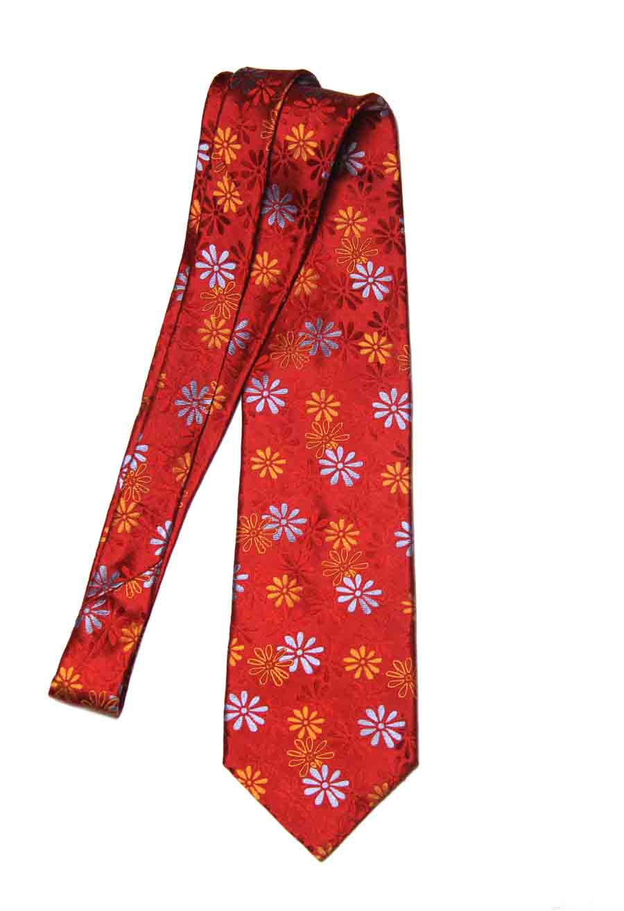 Daniel Cremieux Silk Tie Red Orange Blue Floral Handmade Men's Daniel Cremieux Silk Tie Red Orange Blue Floral Handmade Men's