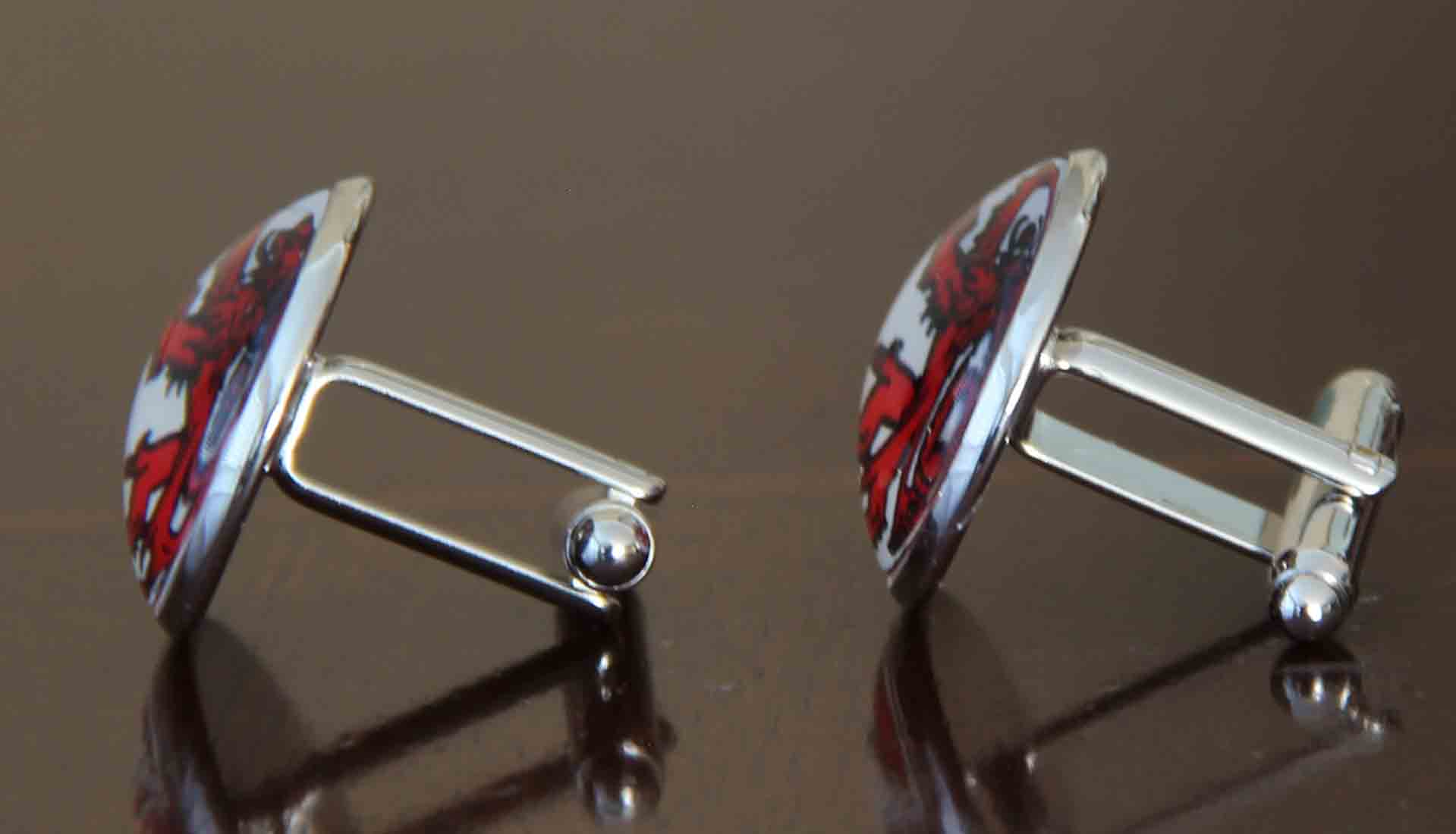 Gascoigne Cufflinks English Celtic Lion Cufflinks Red White Silver Men's