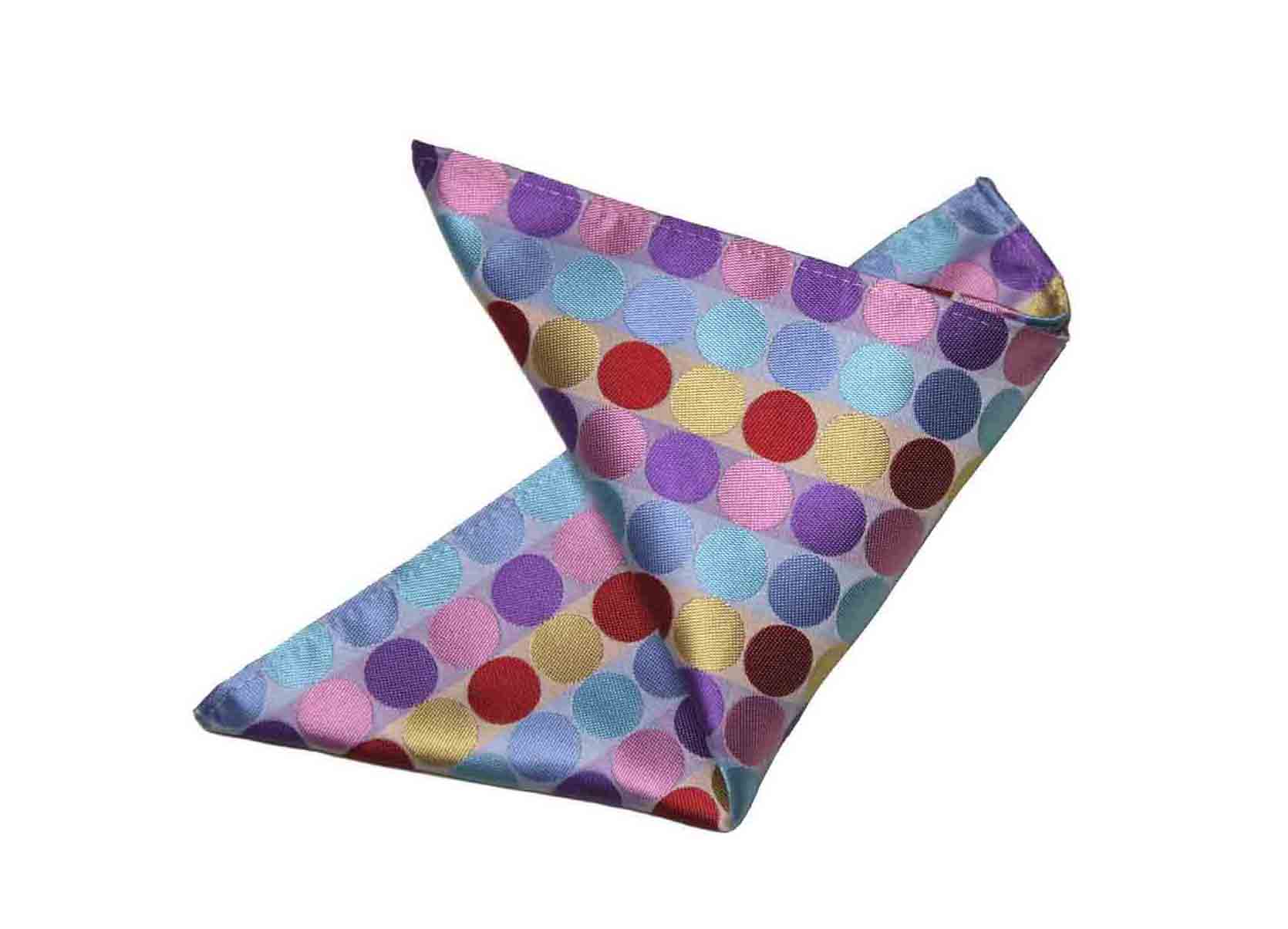 Gascoigne Pocket Square Silk Colorful Polka Dots Men's