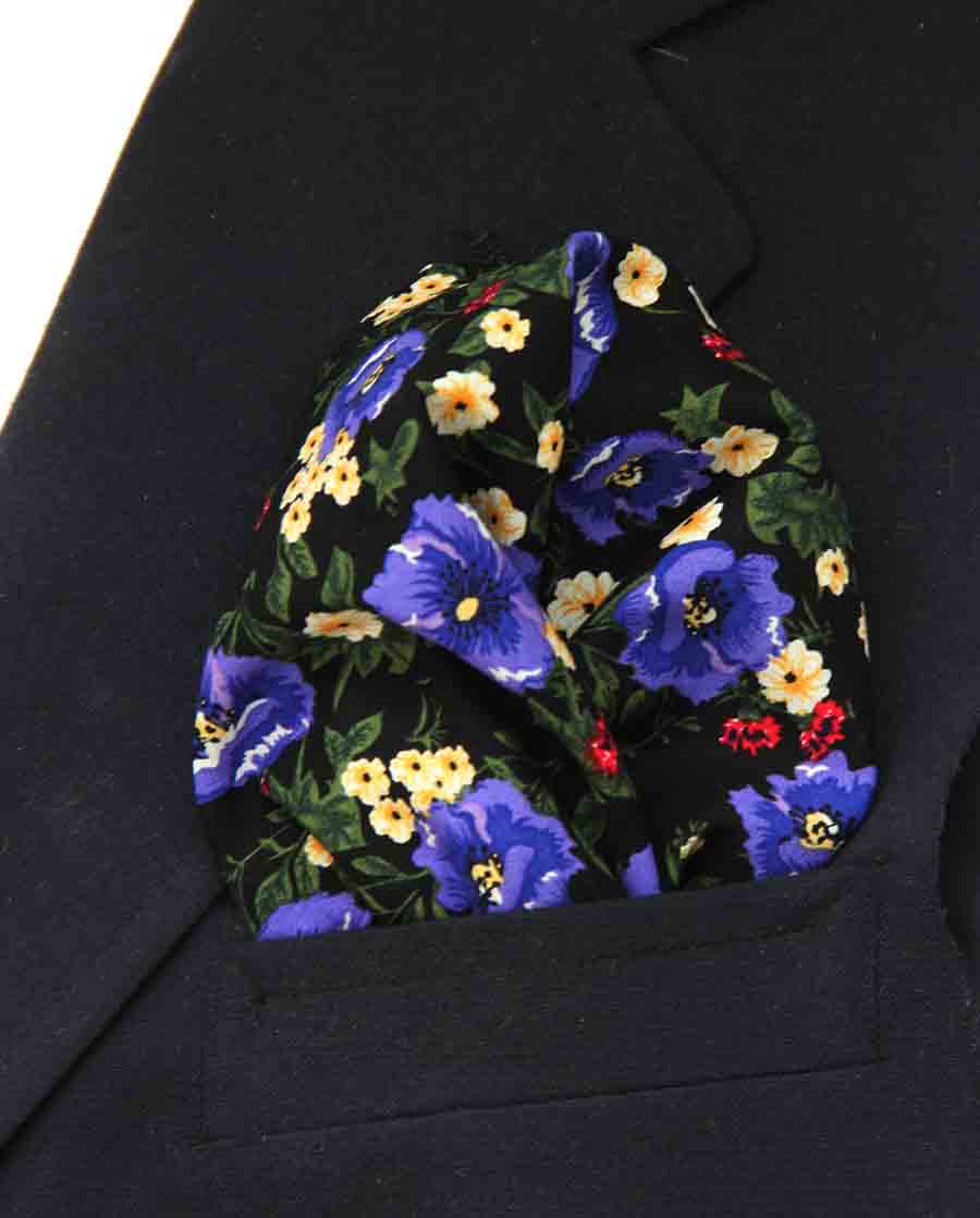 Gascoigne Hand Stitched Italian Cotton Pocket Square Multicolor Floral