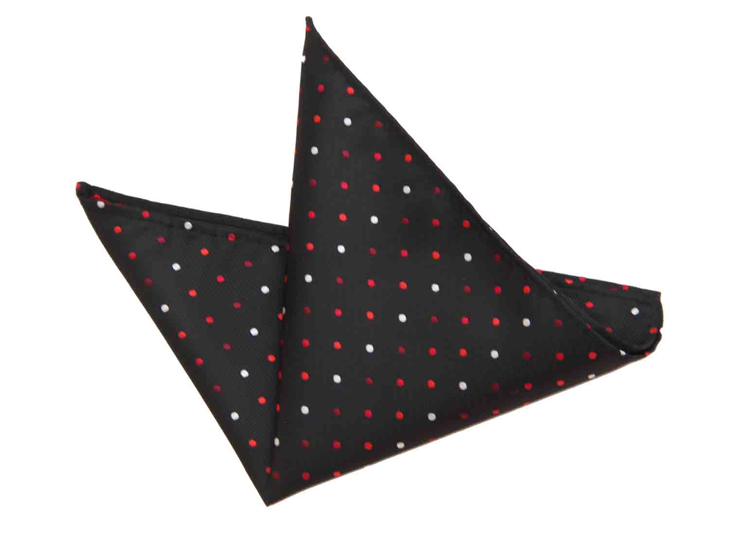 Gascoigne Pocket Square Silk Black Red White Polka Dot Men's