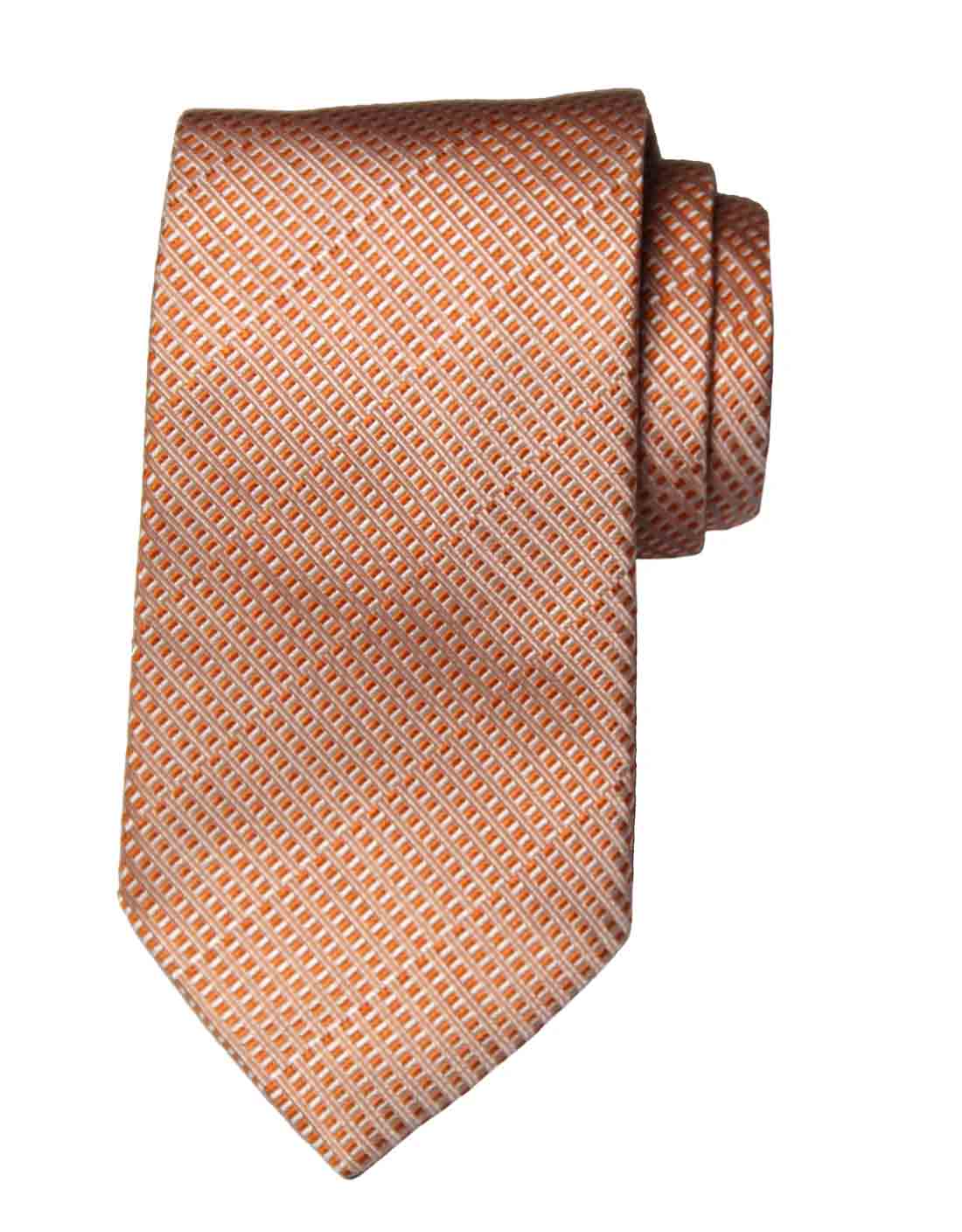 Giorgio Armani Tie Italian Silk Orange White Geometric Men's Long