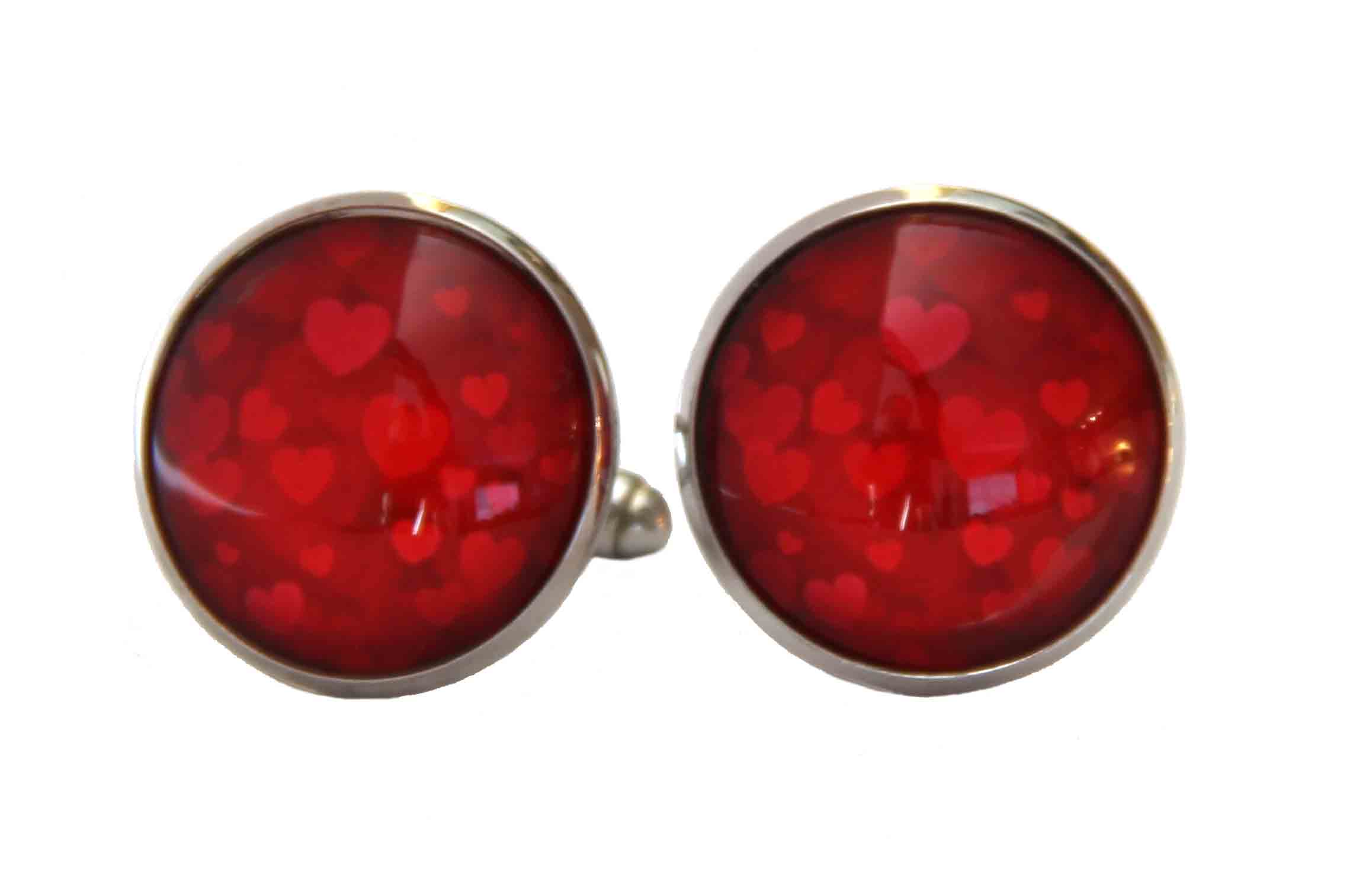 Gascoigne Love Hearts Cufflinks Red Valentines Handmade Men's